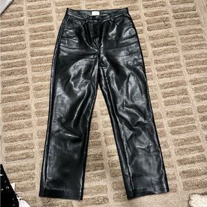 Wilfred by Aritzia Black Faux Leather Straight Leg Jeans